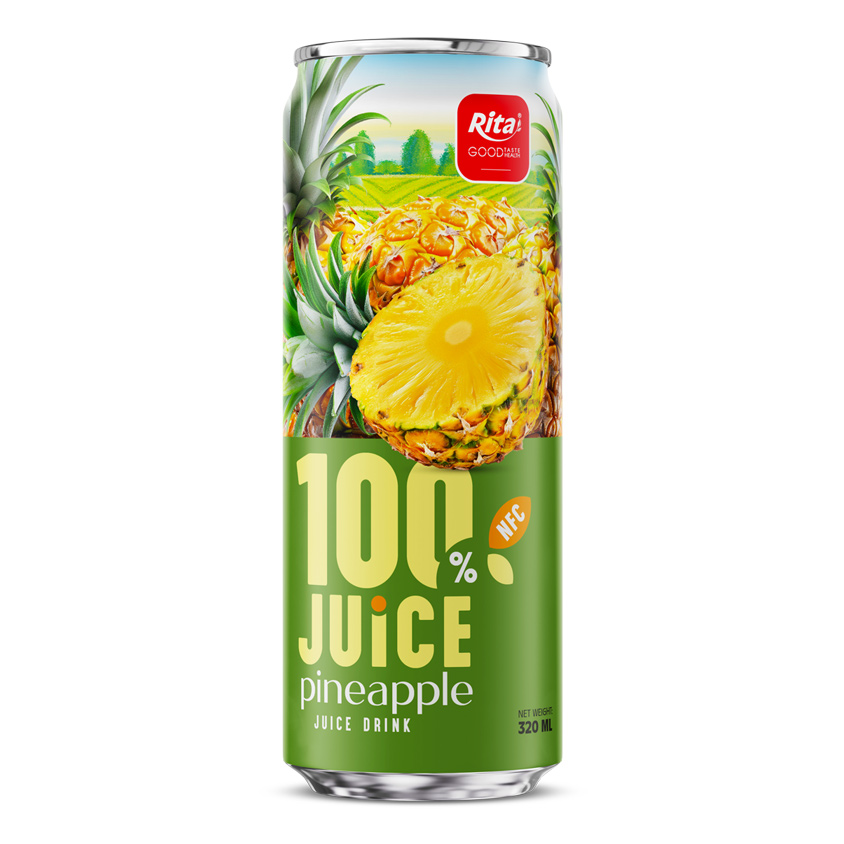 100 JUICE pineapple juice drink 320ml sleek can