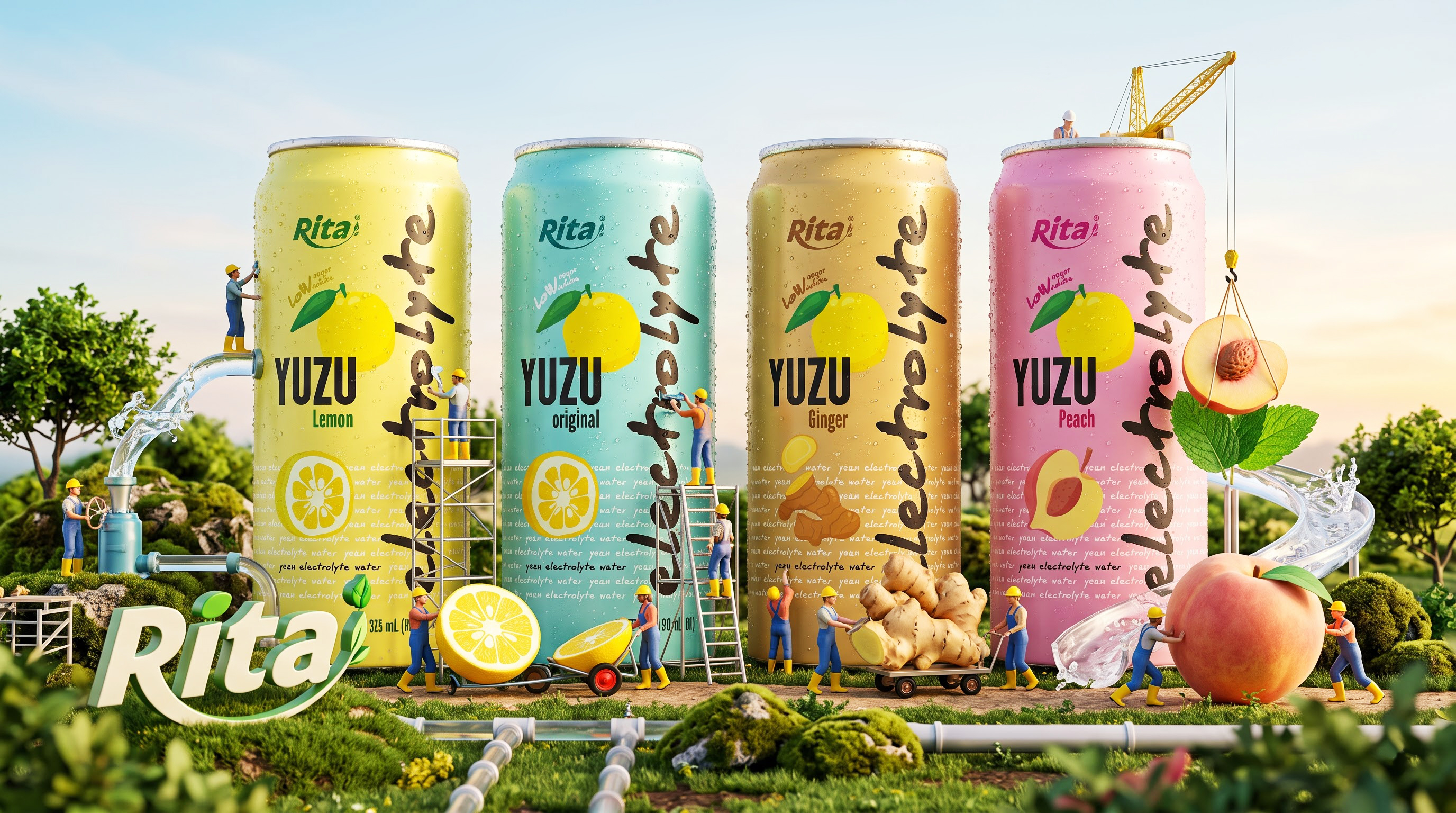 Yuzu Lemon Electrolyte Water Drink 325ml Low Sugar Hydration Beverage Poster 2