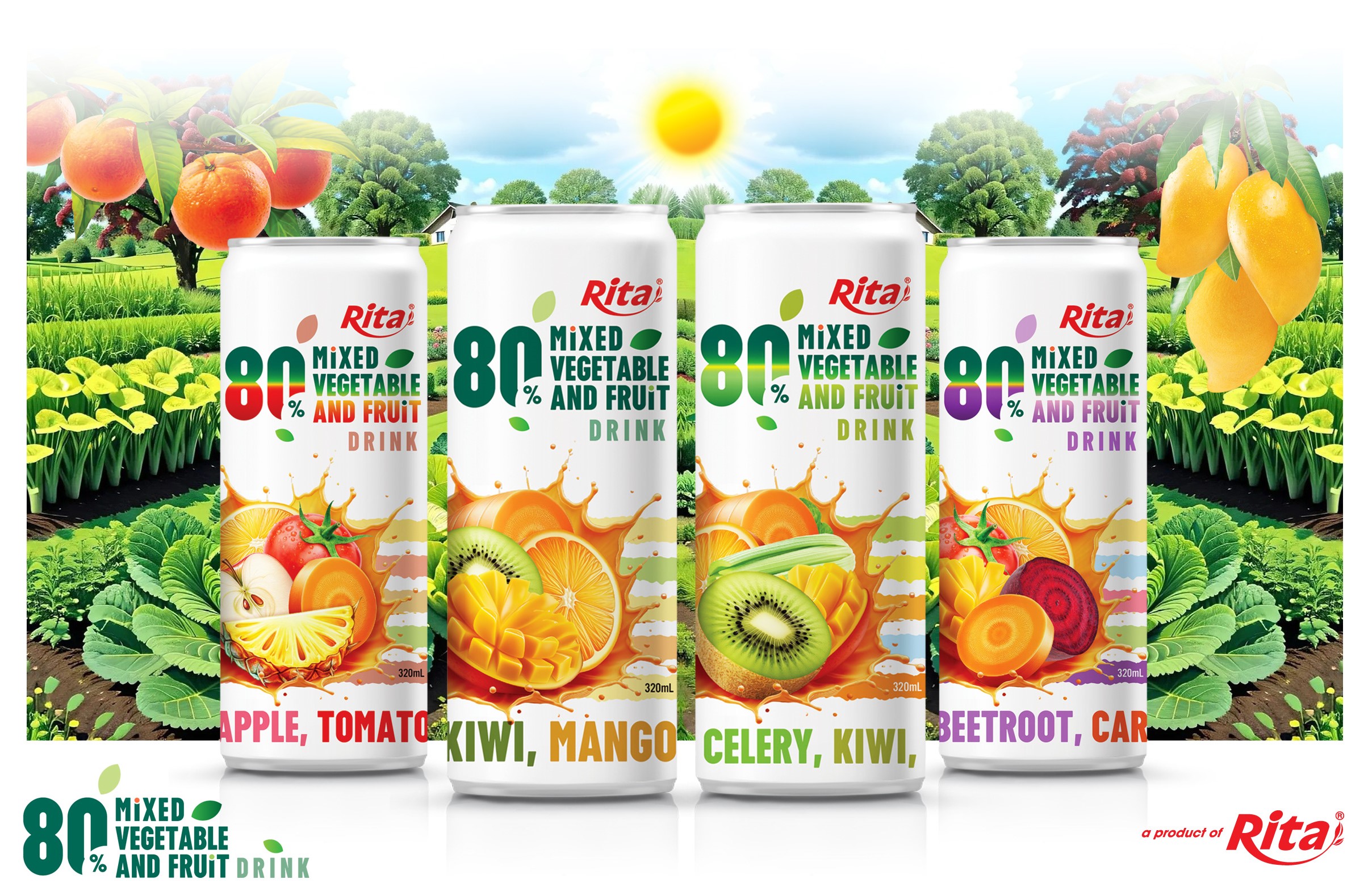 Плакат гладкая банка 320 мл 80 Овощной фруктовый напиток веганский напиток
