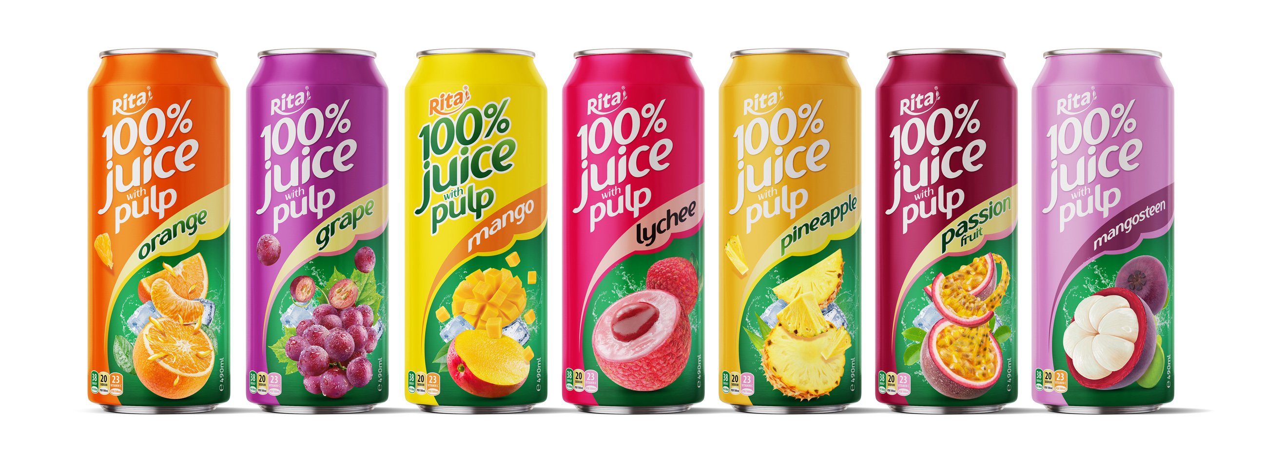 Series 7 Flavor 100 Fruit Juice with Pulp 500ml Cans