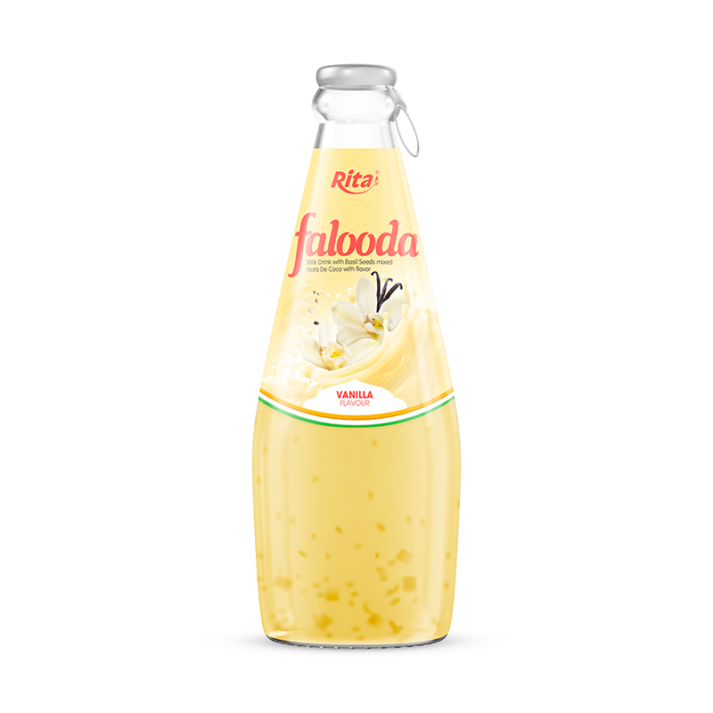 Falooda drink milk drink with basil seed mixed Nata de coco with vanilla flavour