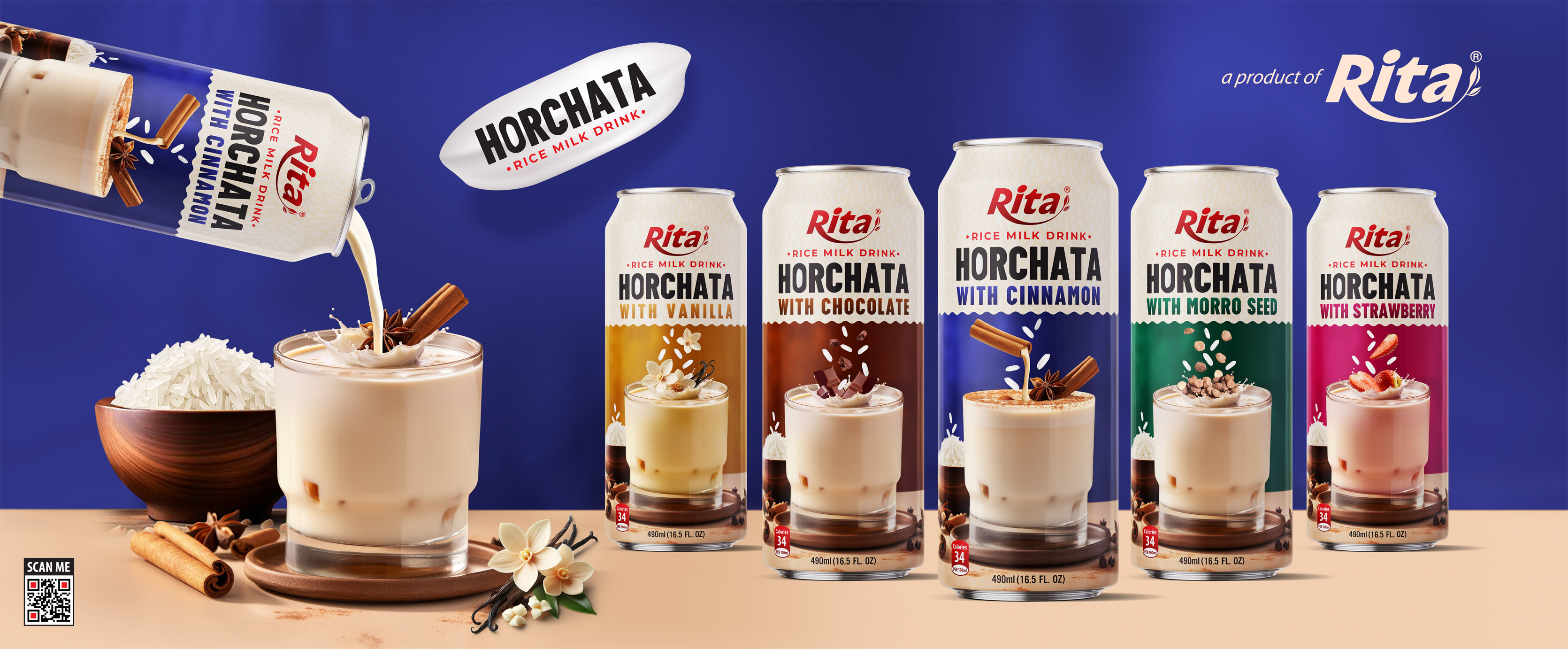 Дизайн RITA brand Horchata Рисовый молочный напиток, банки 490 мл