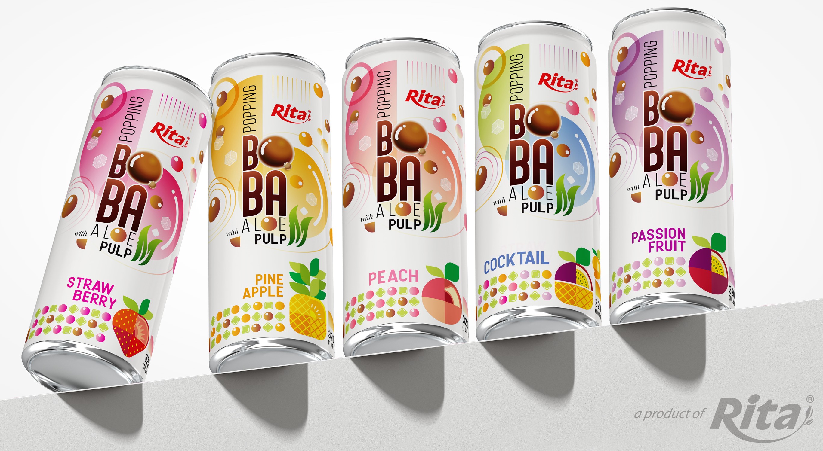 Напиток RITA Popping Boba с мякотью алоэ вера и тропическими фруктами