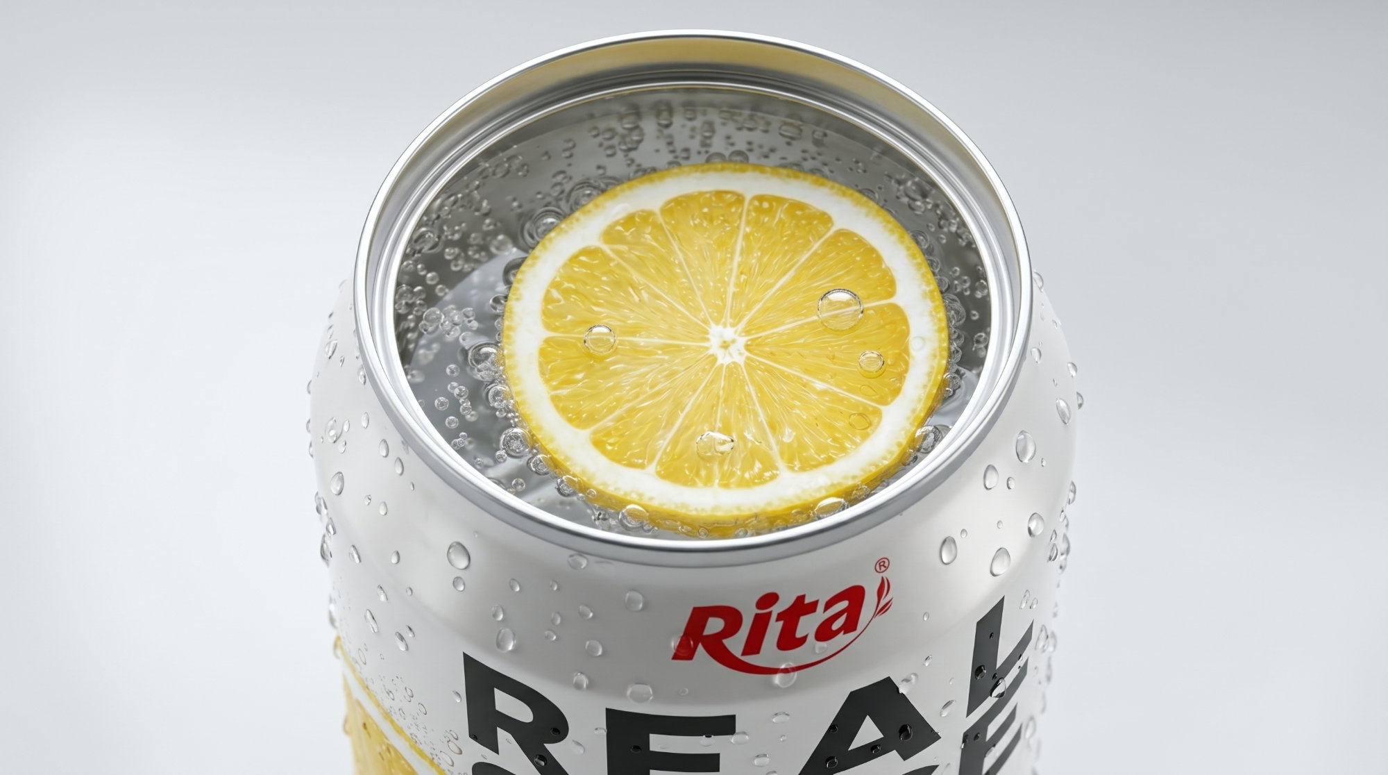 Sparkling Lemon Water with Real Fruit Slices 325ml Can Poster 1