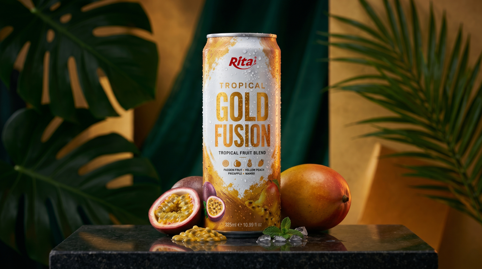 Tropical Gold Fusion fruit blend in 10.99 fl oz (325ml) cans Poster 2