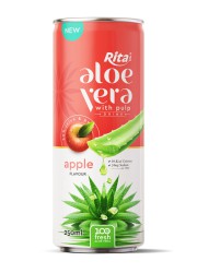 100 fresh aloe vera juice with apple flavor drink 250ml cans