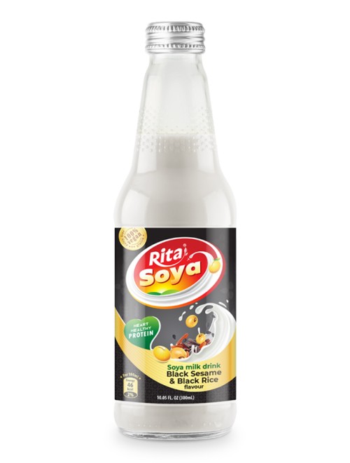 100 vegan  Rita Soya milk drink balck sesame and black rice 10.05 fl oz glass bottle