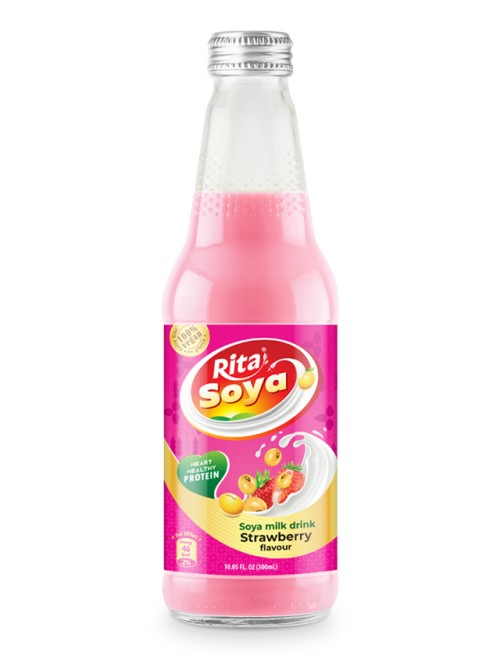 100 vegan  Rita Soya milk drink strawberry 10.05 fl oz glass bottle