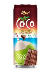 Газированный напиток Rita Coco 100% натуральная кокосовая вода со вкусом шоколада, банка 320 мл