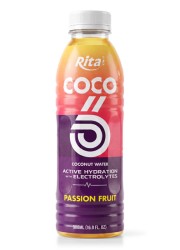 500ml Coconut Water with Electrolytes and Passion Fruit Flavor PET Bottle