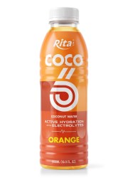 500ml Orange Flavored Coconut Water with Electrolytes PET Bottle