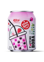 8.4 fl oz Cans Popping Boba with aloe pulp and strawberry 1