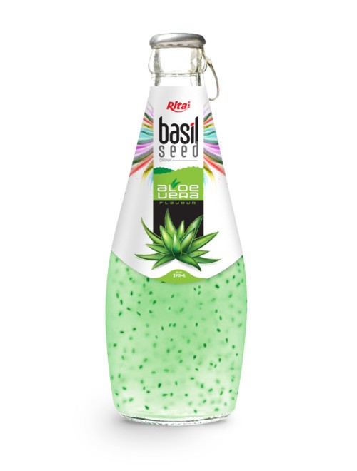 Basil seed with aloe vera 290ml glass bottle 