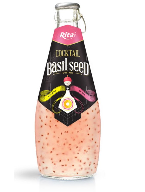 Cocktail flavor with basil seed drink