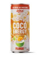 Газированный напиток Coco Energy со вкусом манго, банка 250 мл.