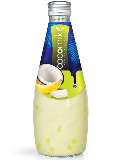 Coconut milk with  banana flavor 290ml glass bottle 