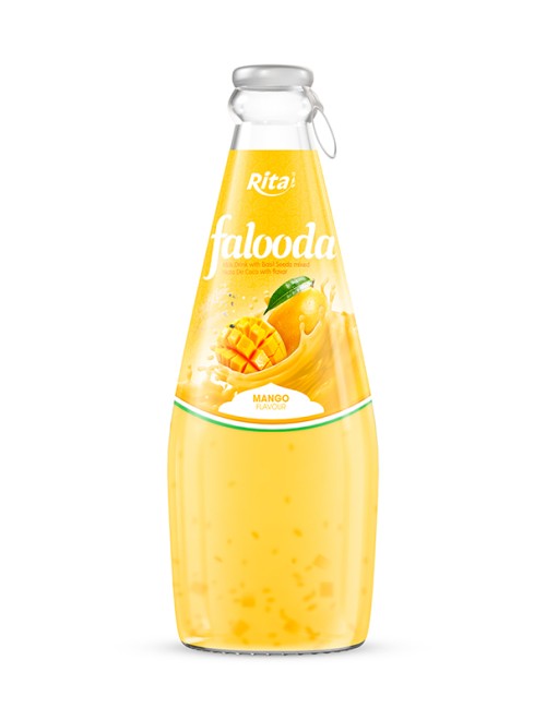 Falooda drink - milk drink with basil seed mixed Nata de coco with mango flavour