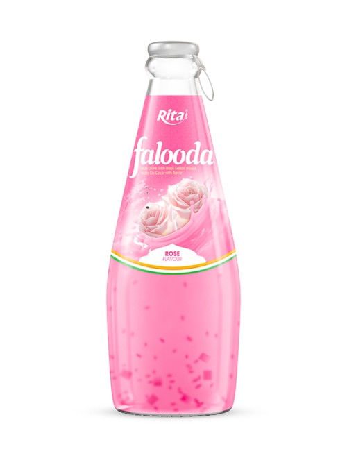 Falooda drink - milk drink with basil seed mixed Nata de coco with rose flavour