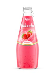 Falooda drink - milk drink with basil seed mixed Nata de coco with strawberry flavour