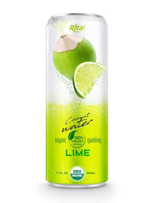 Organic sparking coconut water with lime