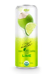 Organic sparking coconut water with lime