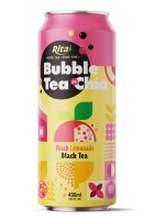 400ML GALSS BOTLLE BUBBLE TEA С СЕМЕНАМИ ЧИА - ПЕРСИКОВЫЙ ЛИМОНАД