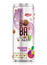 Popping Boba drink with Aloe vera Pulp and passion fruit 320ml