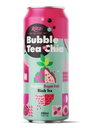 400 МЛ СТЕКЛЯННАЯ БУТЫЛКА BUBBLE TEA С СЕМЕНАМИ ЧИА - МАЛИНА И ДРАКОН ФРУКТЫ