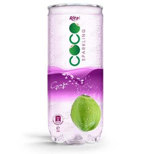 Sparking coconut water with grape flavor 250ml Pet can 