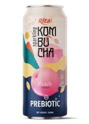 Rita Газированная Комбуча со Вкусом персика и пребиотиками банка 500 мл