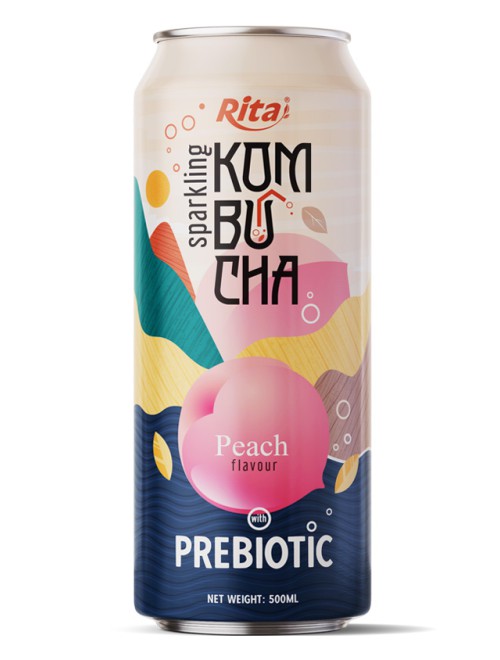 Sparkling Kombucha Prebiotic with Peach 500ml cans