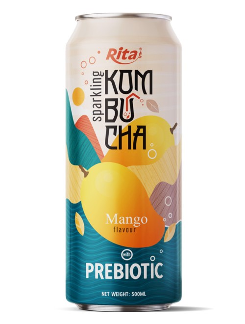 Sparkling Kombucha Prebiotic with mango 500ml cans