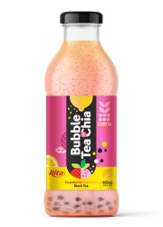  400МЛ СТЕКЛЯННАЯ БУТЫЛКА BUBBLE TEA С СЕМЕНАМИ ЧИА — КЛУБНИЧНЫЙ ЛИМОНАД