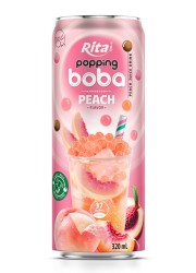 best popping boba with peach flavor canned drink