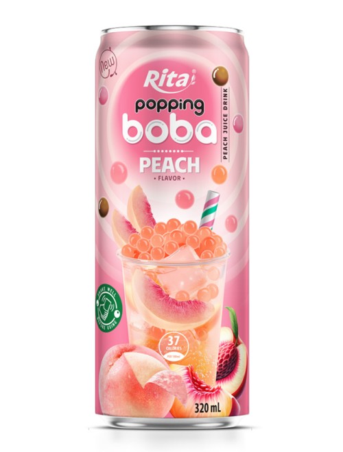 best popping boba with peach flavor canned drink