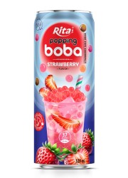 Частная марка 320 мл Тонкая банка Popping Boba Tea со вкусом клубники