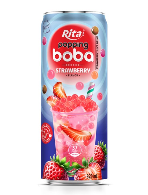 best popping boba with strawberry flavor canned drink