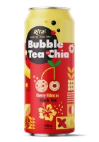 490 МЛ БАББЛ ЧАЙ В БАНКАХ С СЕМЯНАМИ ЧИА - ВКУС ВИШНИ И ГИБИСКУСА