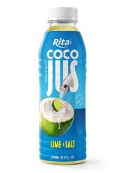 COCO JUS Real Coconut Water with Lime Juice and Salt 500ml (16.9 fl oz)