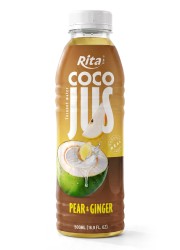 COCO JUS Real Coconut Water with Pear and Ginger Juice 500ml (16.9 fl oz)