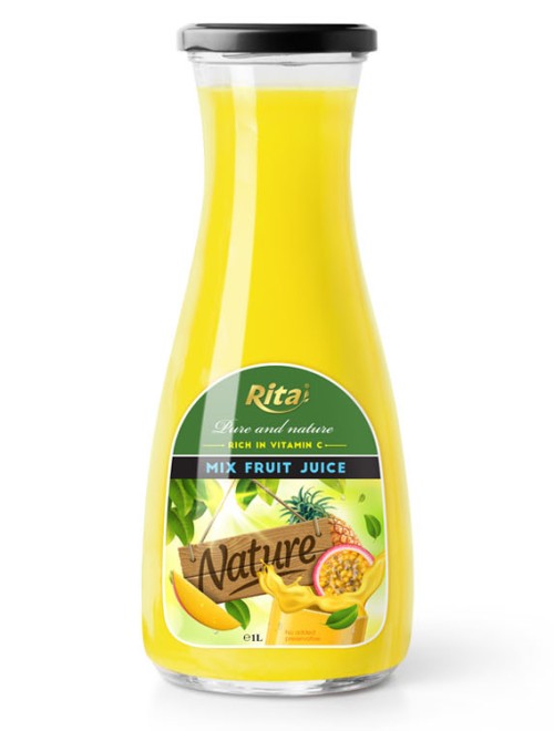 fruits and their vitamins in Mix Fruit juice 1L Glass bottle