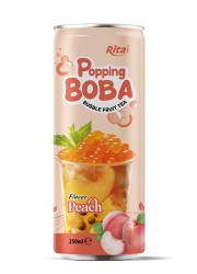 popping boba bubble fruit PEACH TEA  250ML cans