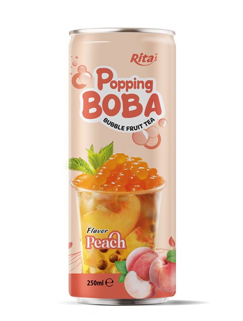 popping boba bubble fruit PEACH TEA  250ML cans