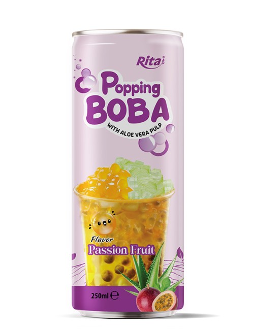 popping boba bubble passion fruit aloe vera juice250ML cans