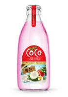 250мл СТЕКЛЯННАЯ БУТЫЛКА КОКОСОВАЯ ВОДА СО ВКУСОМ КЛУБНИКИ